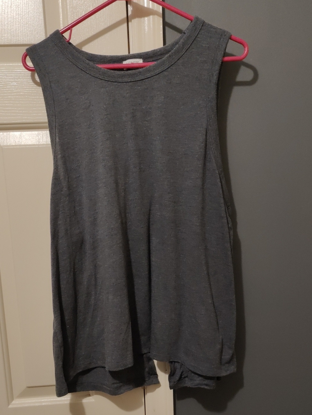 J. Crew Charcoal Gray Sleeveless Tank. Back Layered and Open
